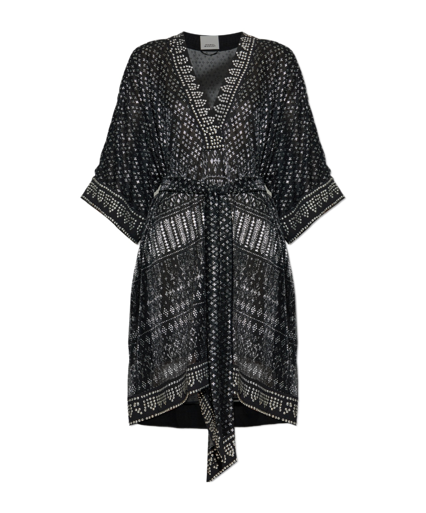Isabel Marant Dress 'nawel' V-neckline Belted Waist In Black