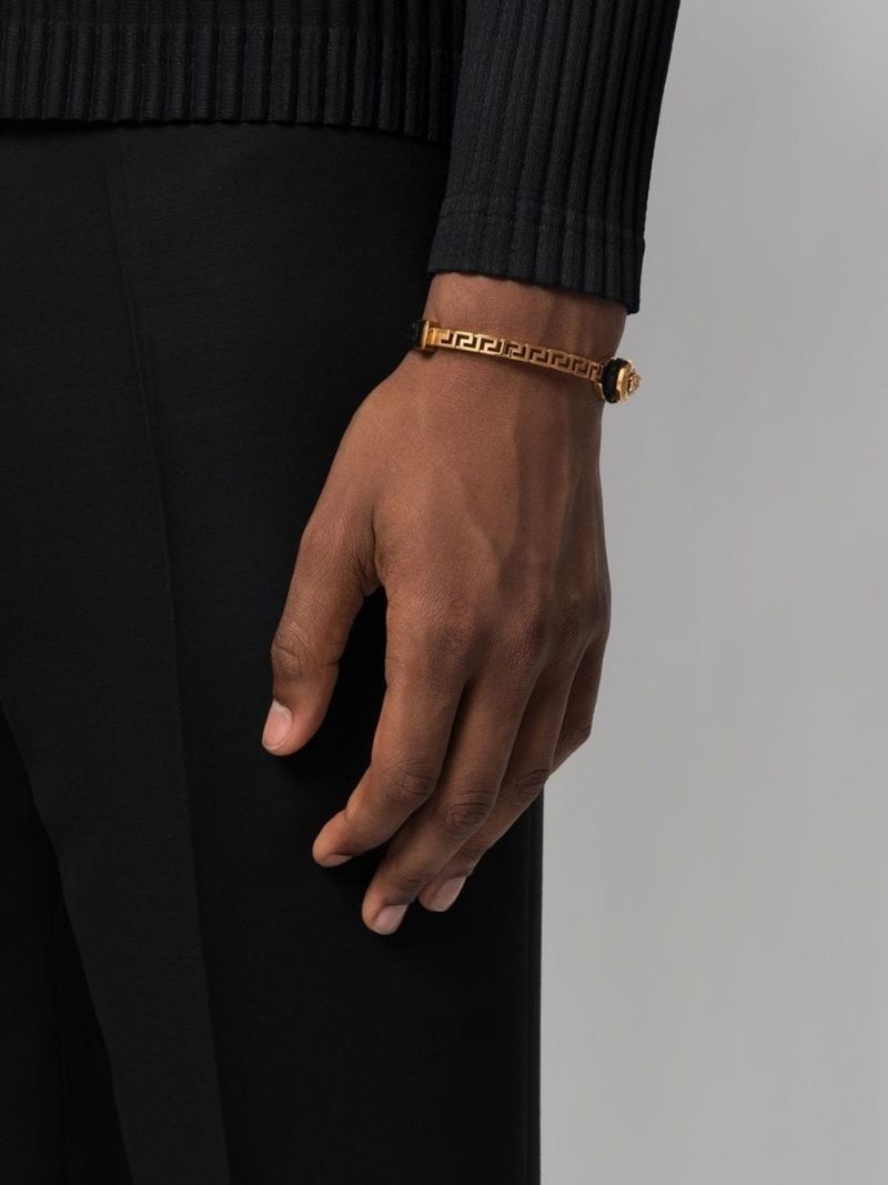 Versace Greek Key Rope Bracelet In Black