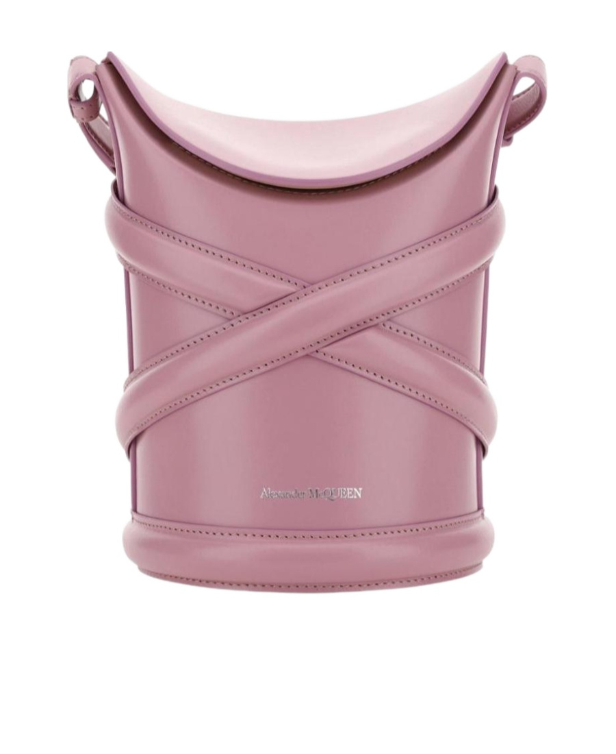 Alexander Mcqueen Dark Pink Leather The Curve Bucket Bag In Pink