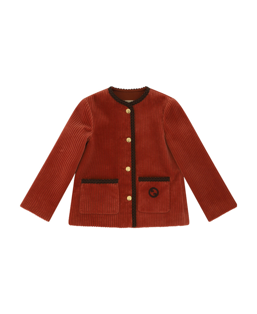 Gucci Logo-patch Corduroy Cotton Blazer In Red