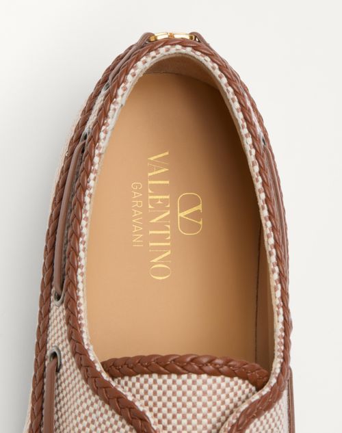 Valentino Men's Palm Avenue Canvas Boat Shoes In Brown