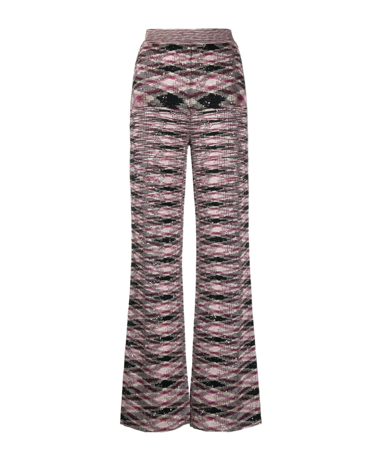 Missoni Patterned Intarsia-knit Flared Trousers In Pink