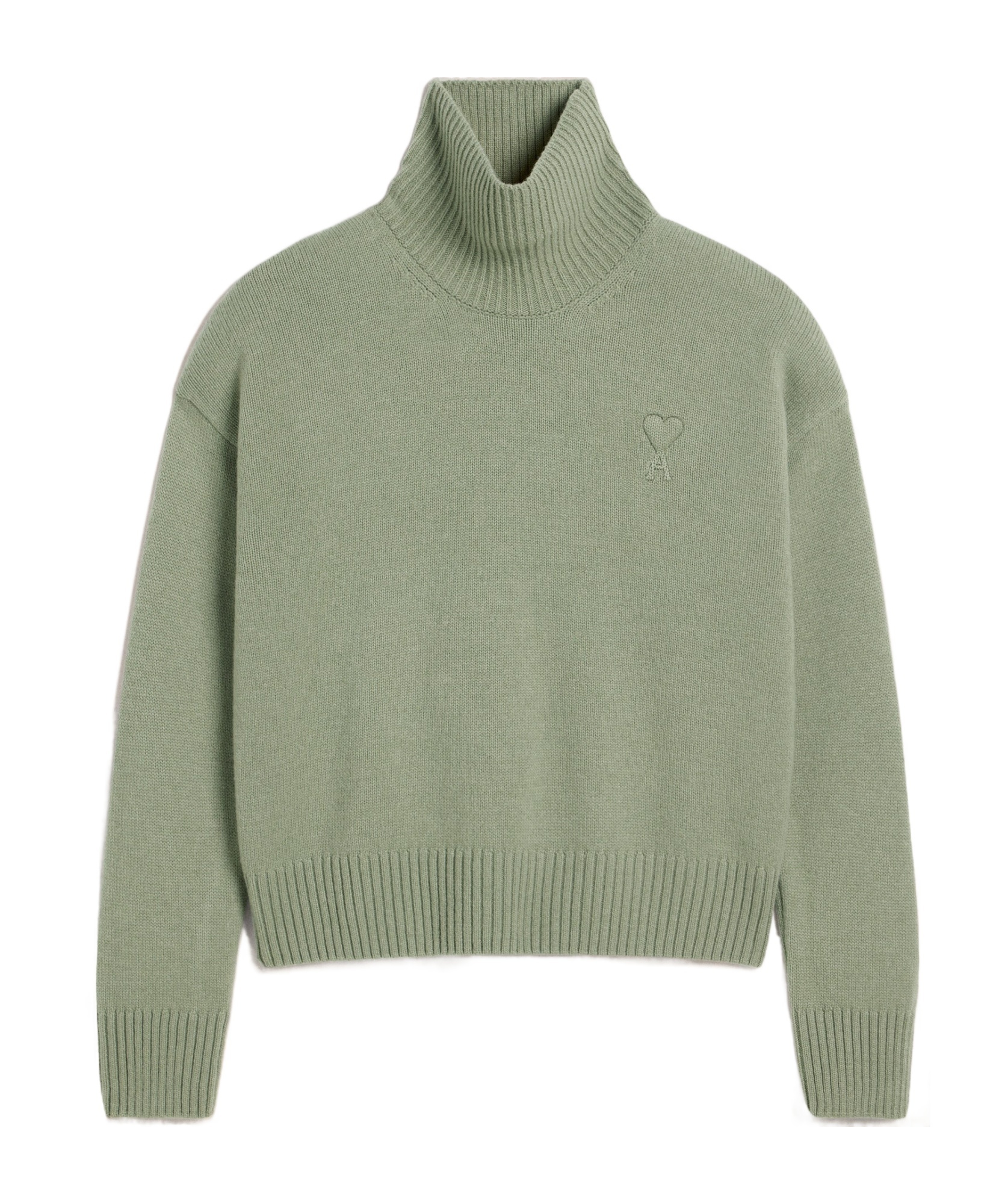 Ami Alexandre Mattiussi Wool Cashmere Funnel Neck Sweater In Green