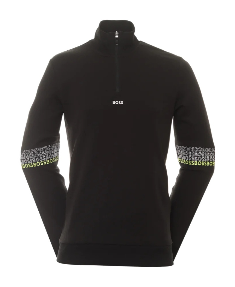 Hugo Boss Sweat 1 Semi-zipped Sweatshirt In Black