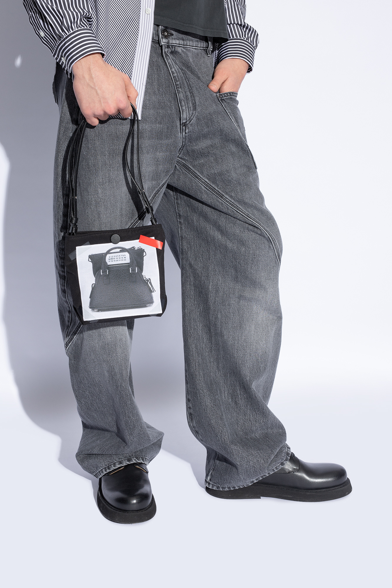 Maison Margiela Trompe L'oeil 5ac Baby Messenger Bag In Black
