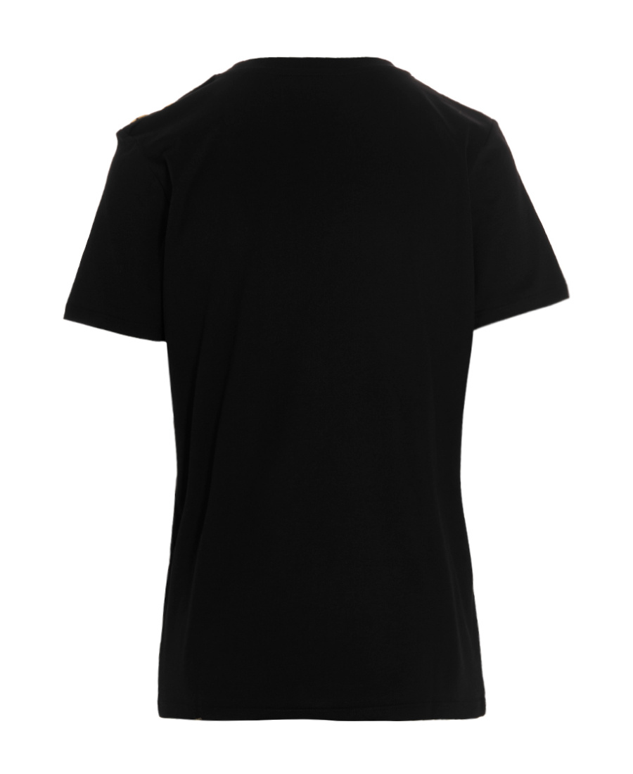 Shop Balmain Eco-responsible Cotton T-shirt With Logo Print In Black