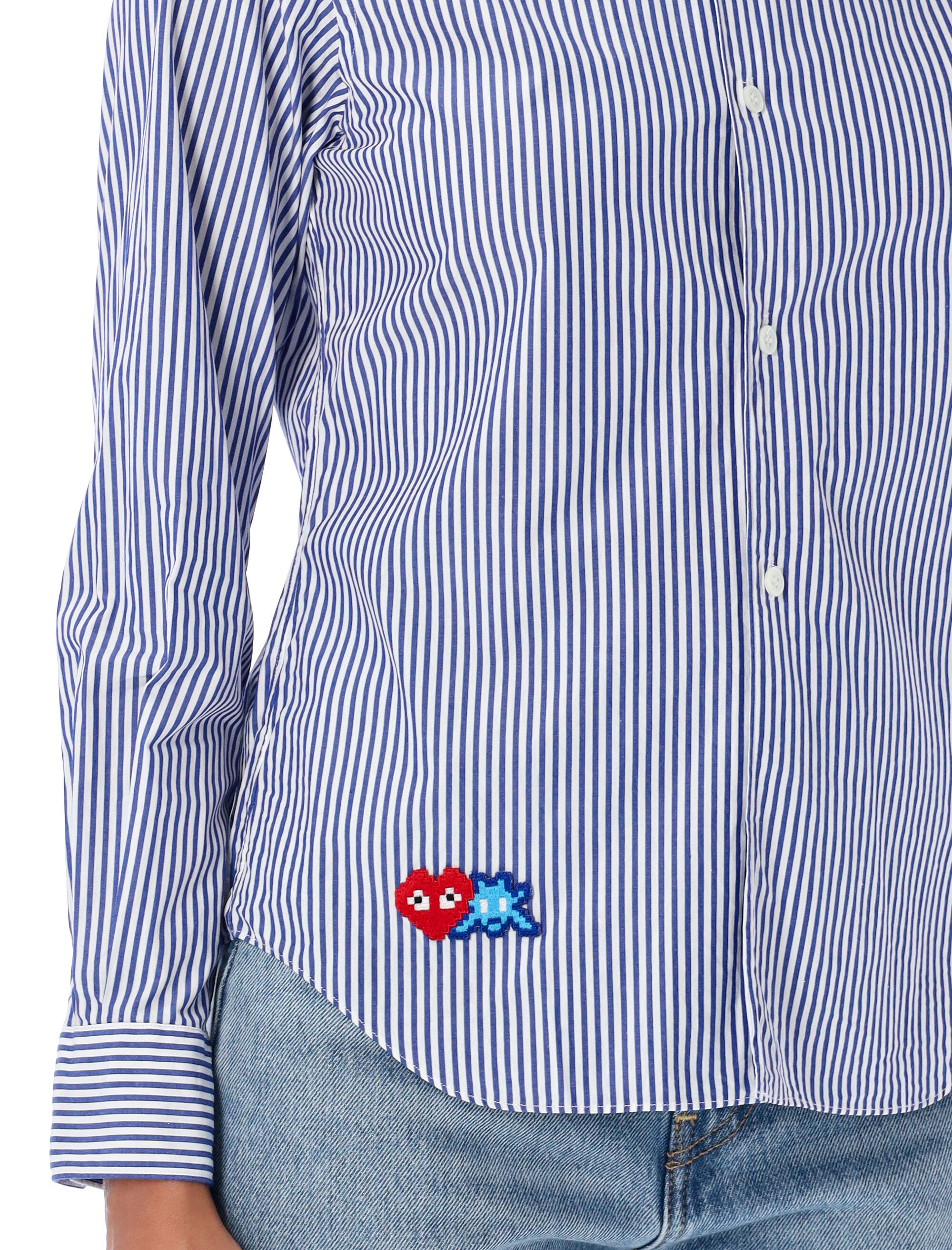 Comme Des Garçons Play Pixel Red Heart Shirt For Women In Blue
