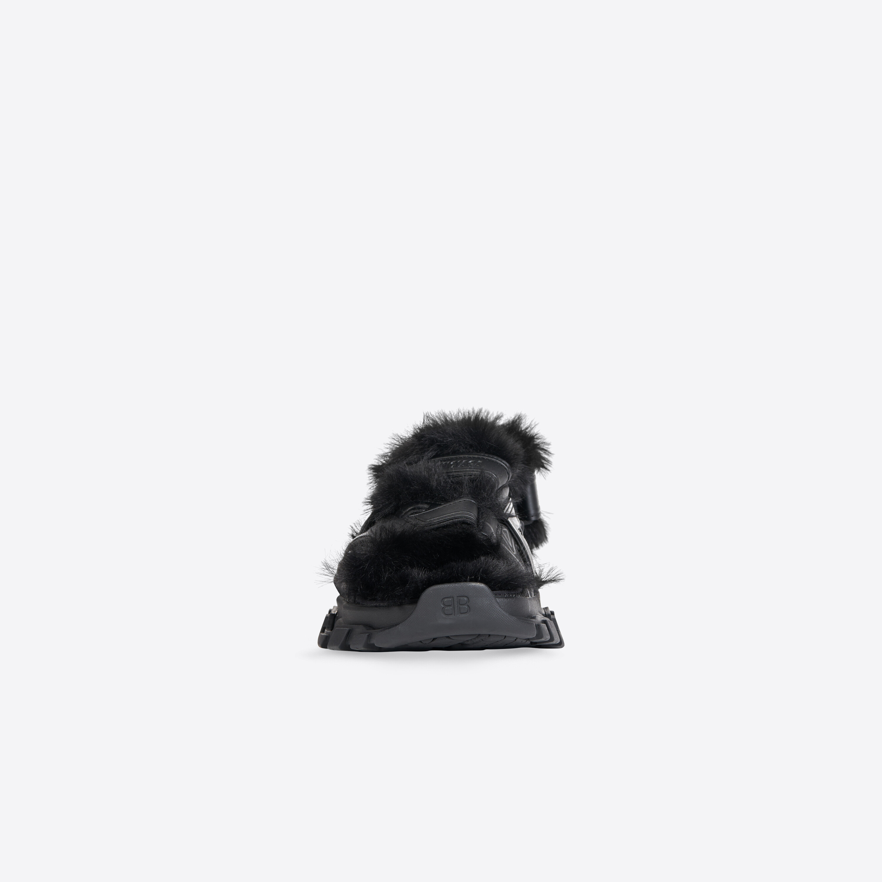 BALENCIAGA FAUX-FUR TRACK SANDALS