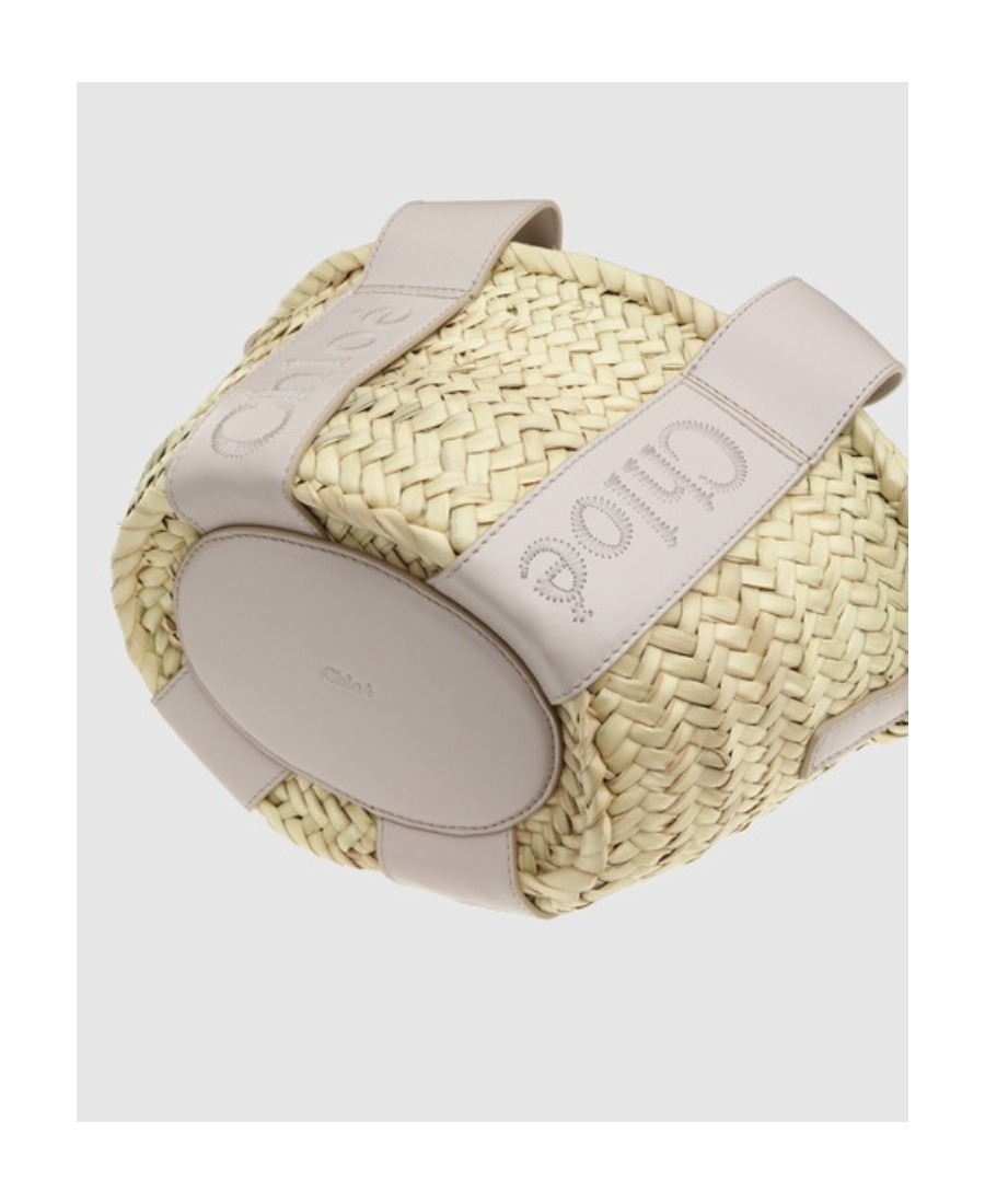 Chloé Sense Small Raffia Tote Bag In Nude