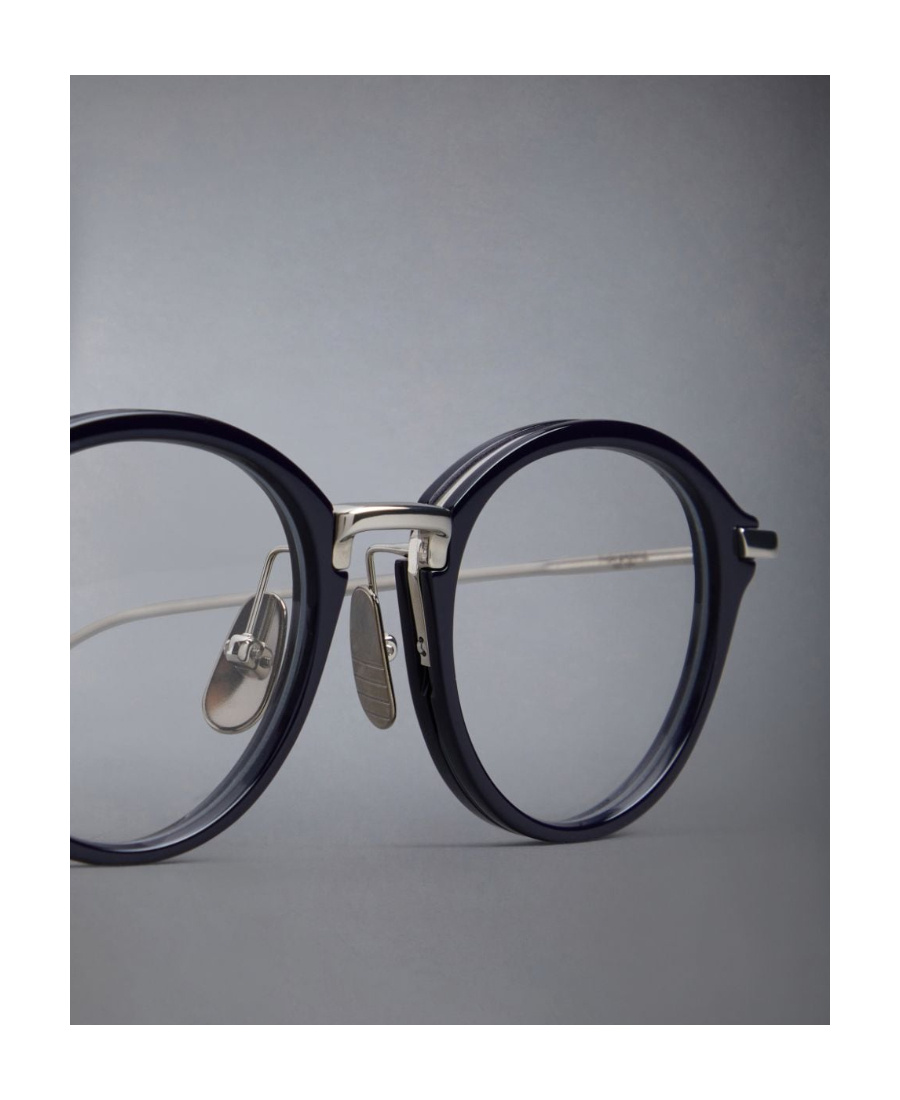 Thom Browne Round-frame Glasses In Blue