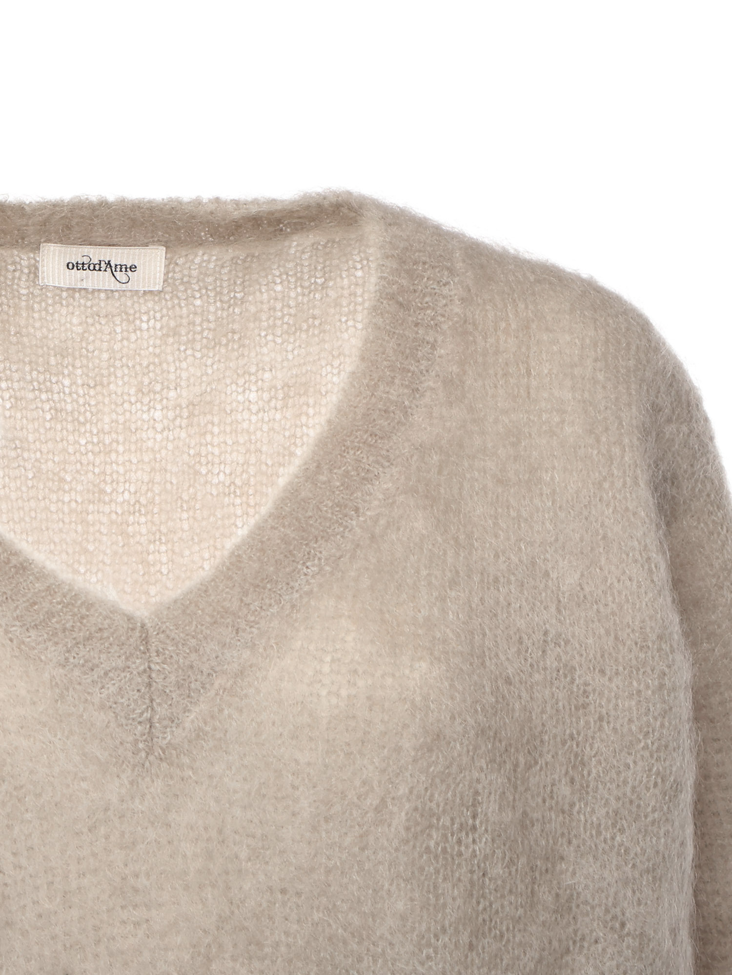 Ottod'ame V-neck Long-sleeved Sweater In Neutral