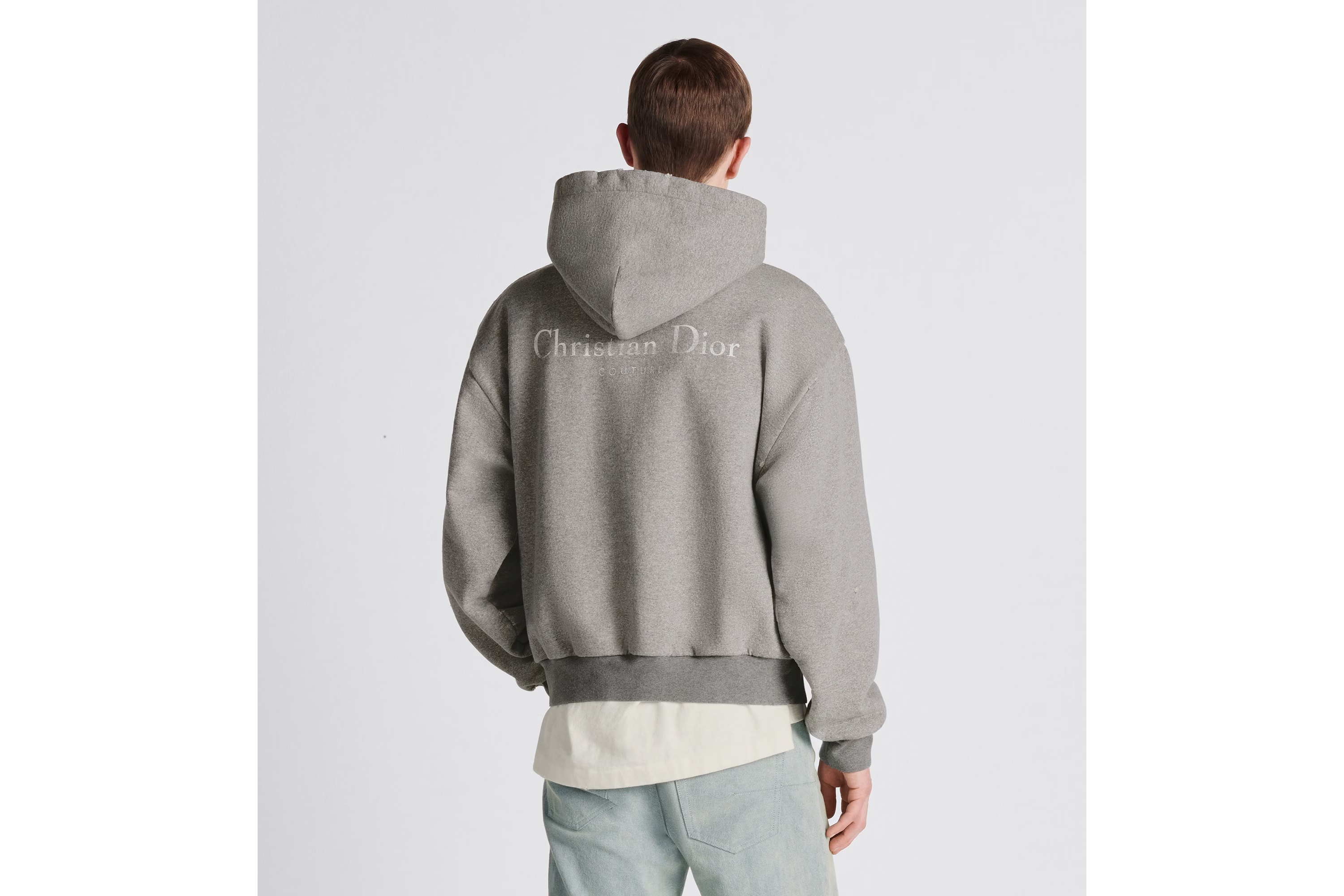 Dior Hooded Printed Sweater In Gray