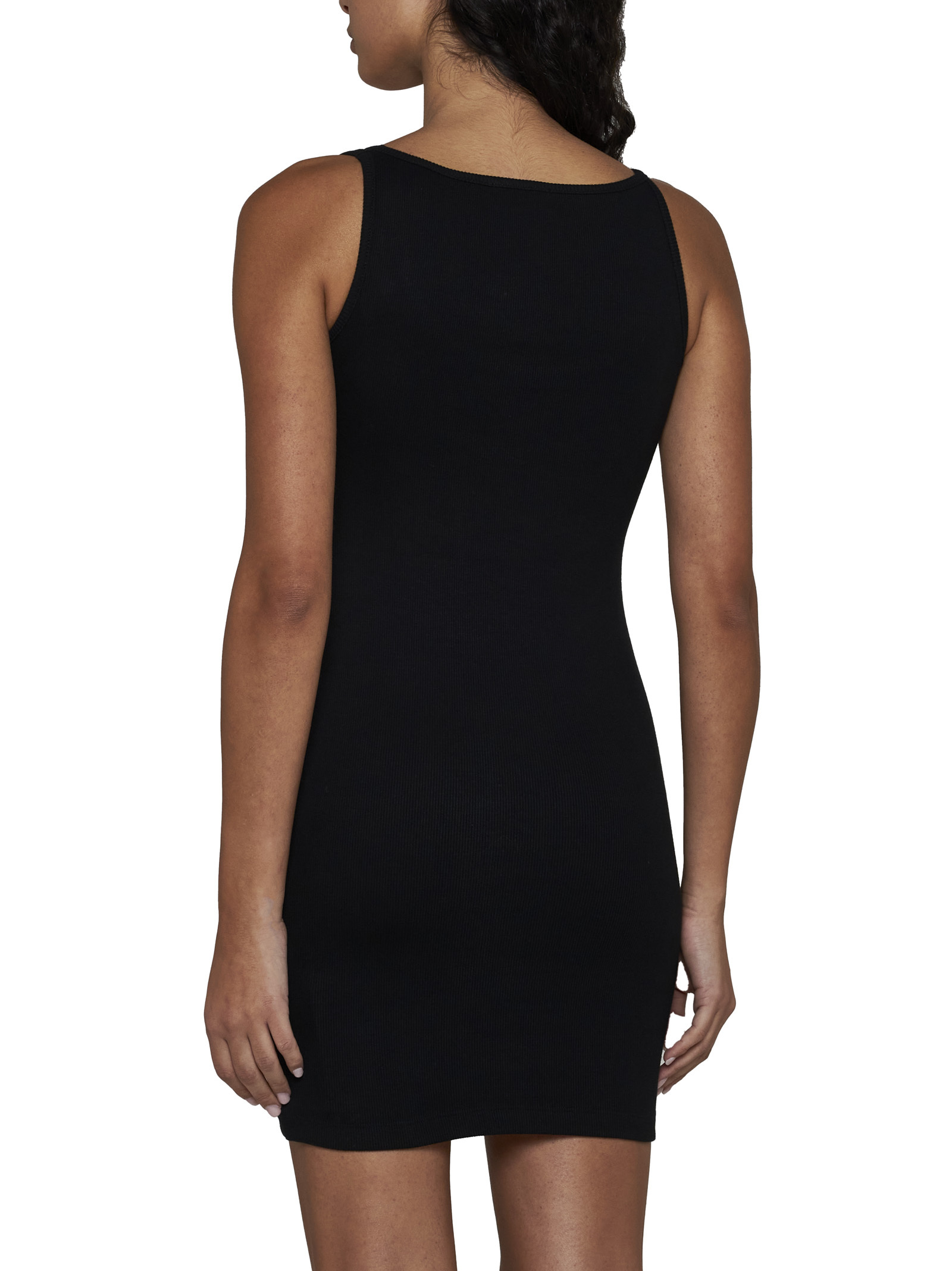 Shop Off-white Off-embroidered Ribbed Minidress In Black