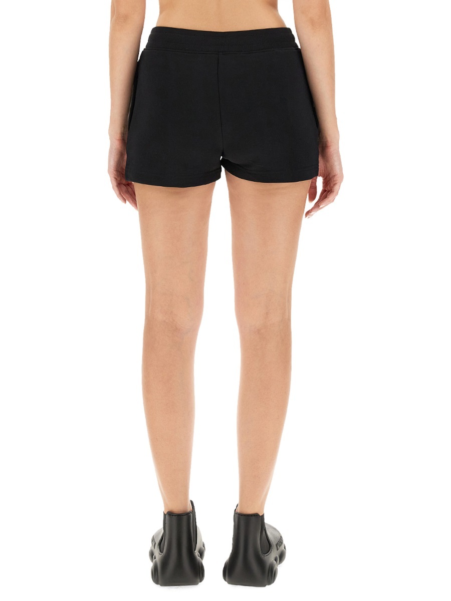 Moschino Logo-embellished Organic Cotton Shorts In Nude