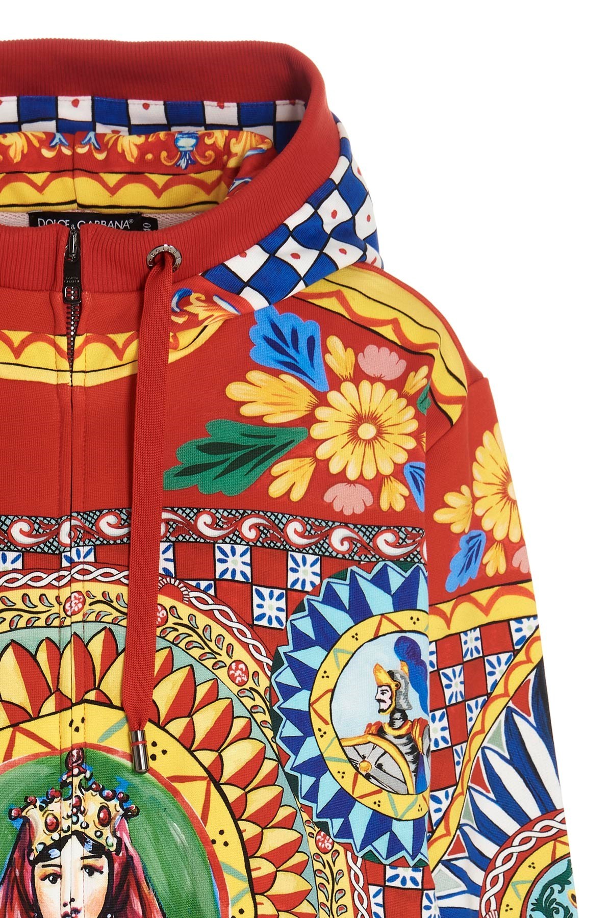 Dolce & Gabbana All-over Print Hoodie In Red
