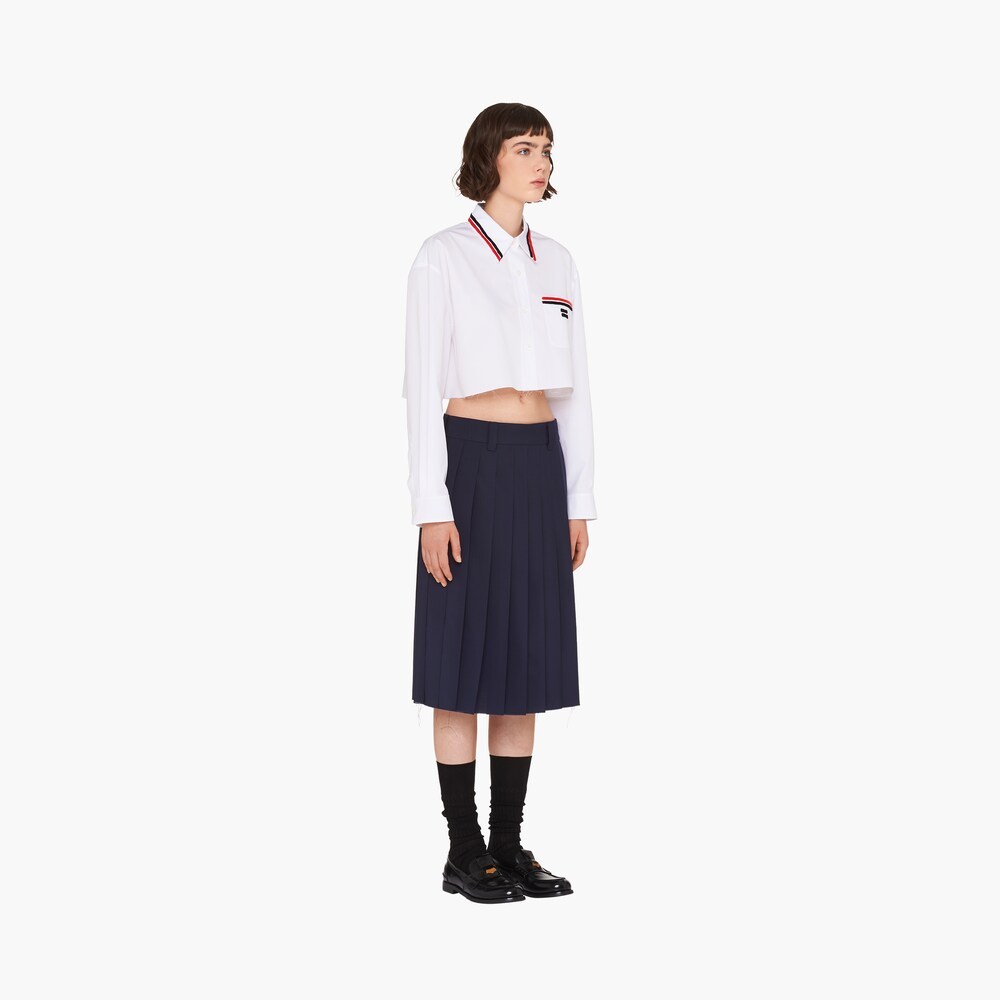 Miu Miu High-waist Pleated Skirt In Blue
