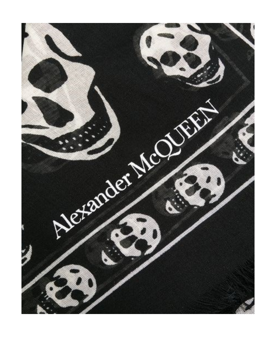 Alexander Mcqueen Skull Print Scarf In Black
