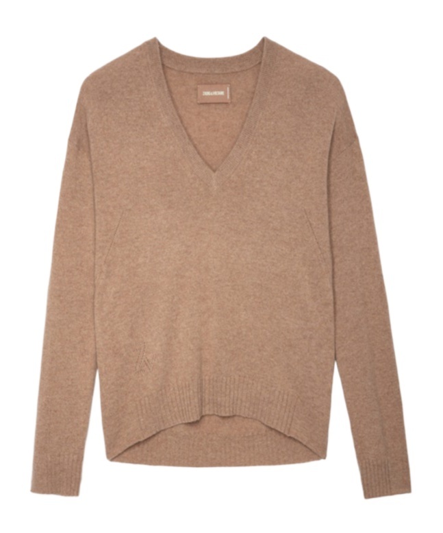 Zadig & Voltaire V-neck Cashmere Jumper In Nude