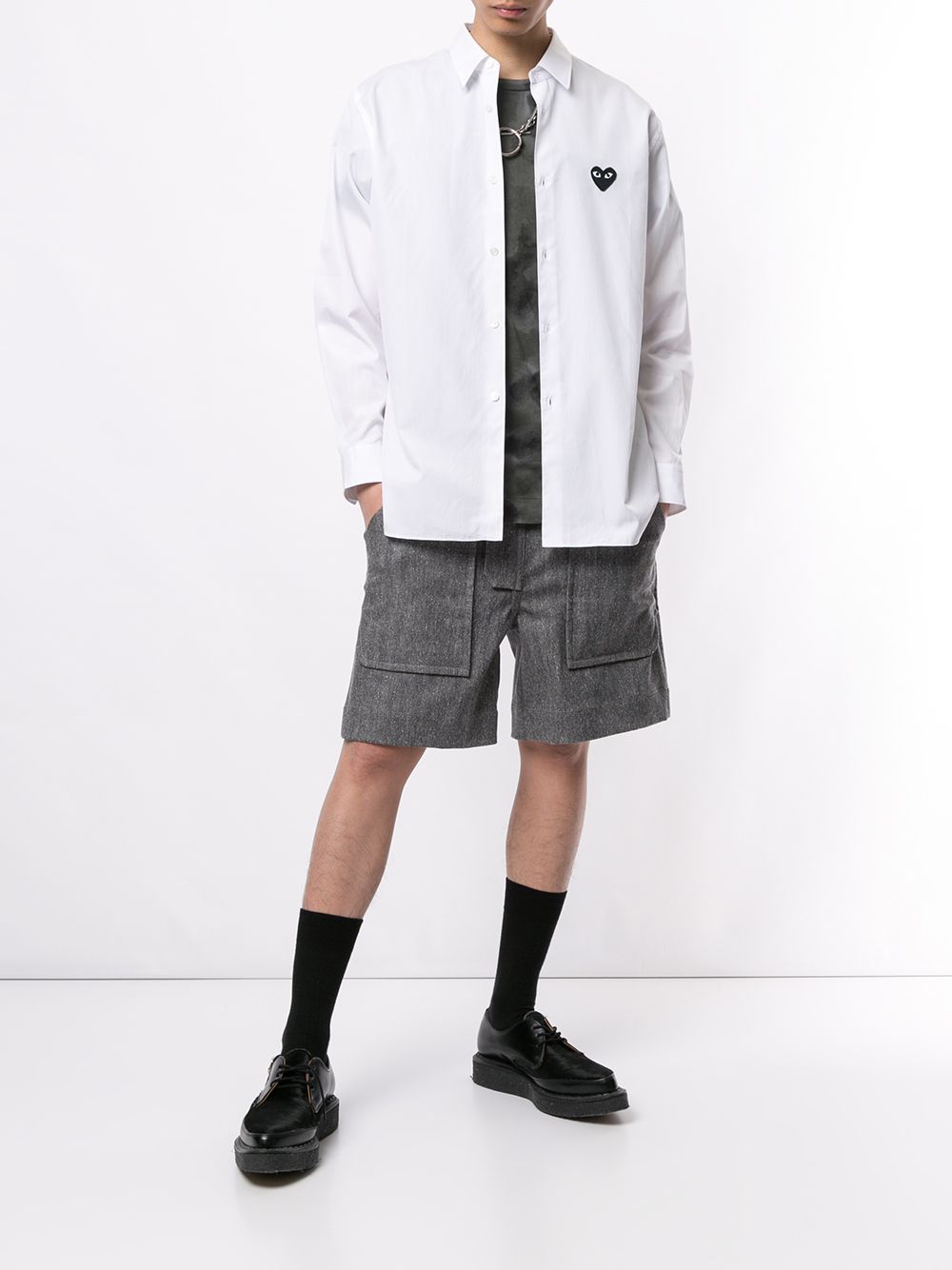 Comme Des Garçons Play Embroidered Logo Shirt In White