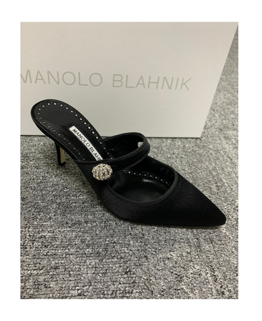 Manolo Blahnik Logo Muller High Heels In Black