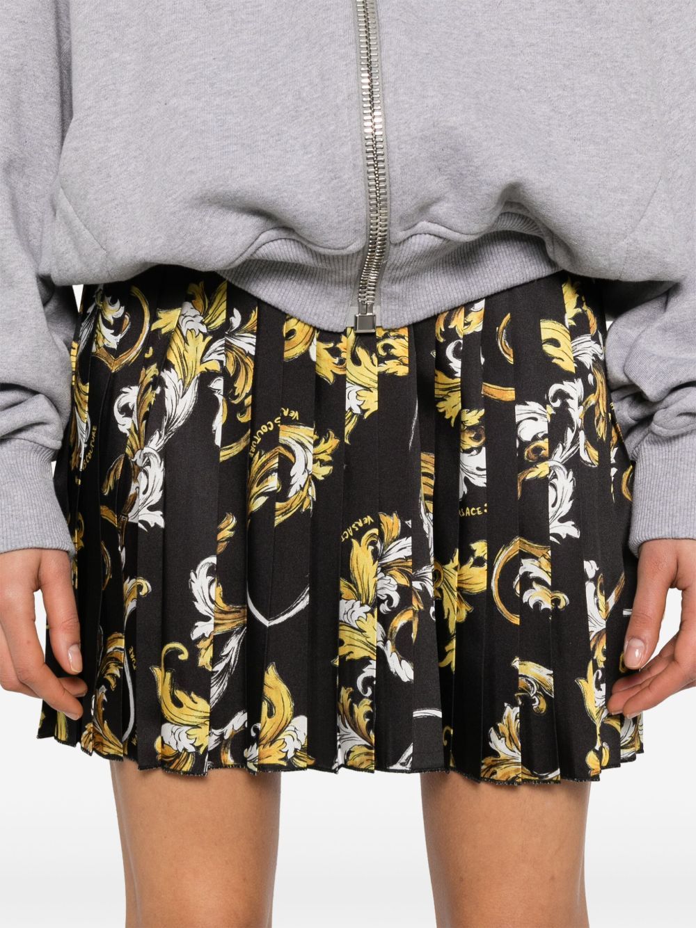 Shop Versace Jeans Barocco-print Mini Skirt In Black