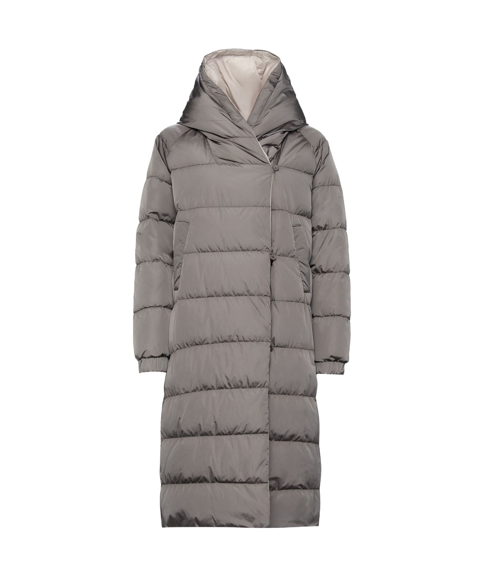 Max Mara Long-sleeved Hooded Cotton Suit In Gray