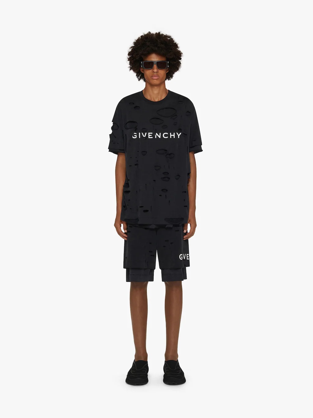 Givenchy Logo-print Ripped T-shirt In Black
