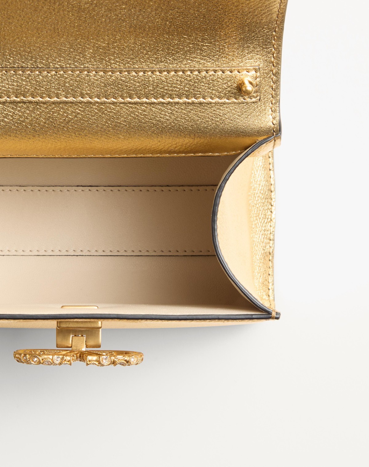 Valentino Vsling Mini Metallic Leather Top-handle Bag In Nude