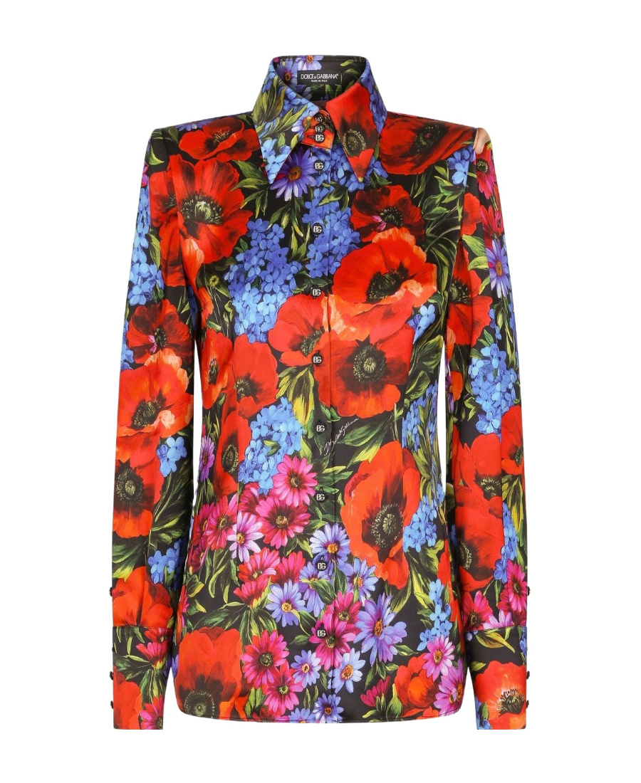Dolce & Gabbana Floral Print Viscose Shirt In Multicolor