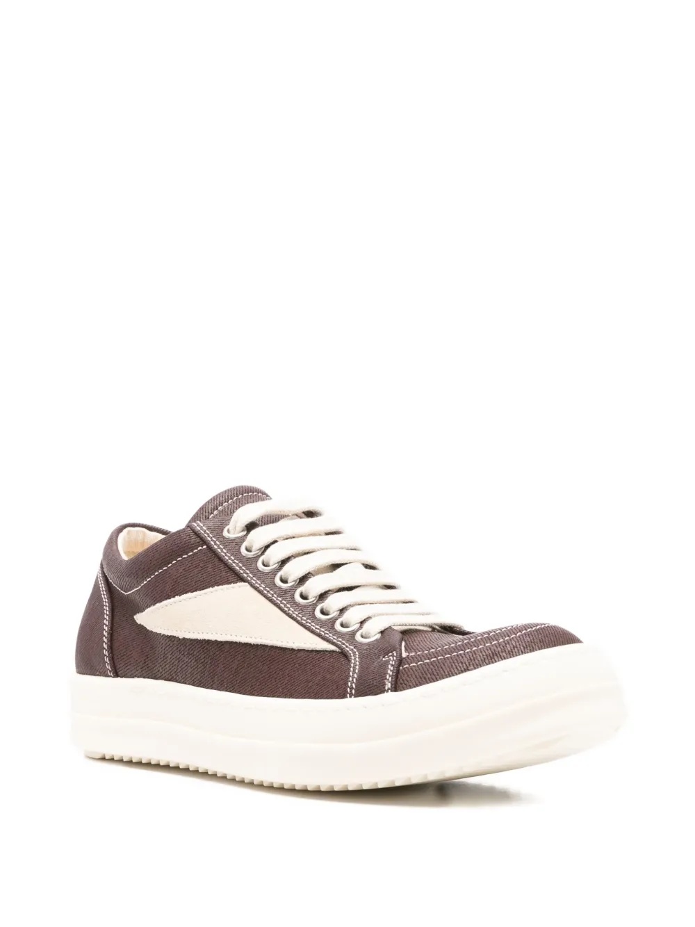 Rick Owens Drkshdw Panelled Round Toe Lace-up Sneakers In Brown
