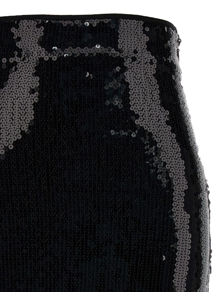 Alexandre Vauthier Black Mesh Midi Skirt In Black