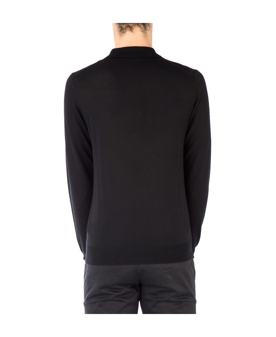 Shop Paolo Pecora Long Sleeve Polo Shirt In Black