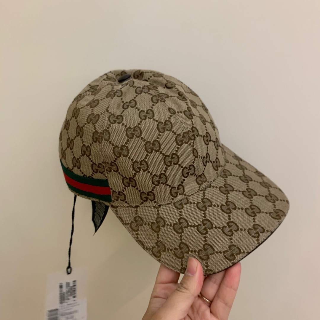 Gucci Men Beige Baseball Cap With Web Detail On The Side In Gg Canvas Man In Brown