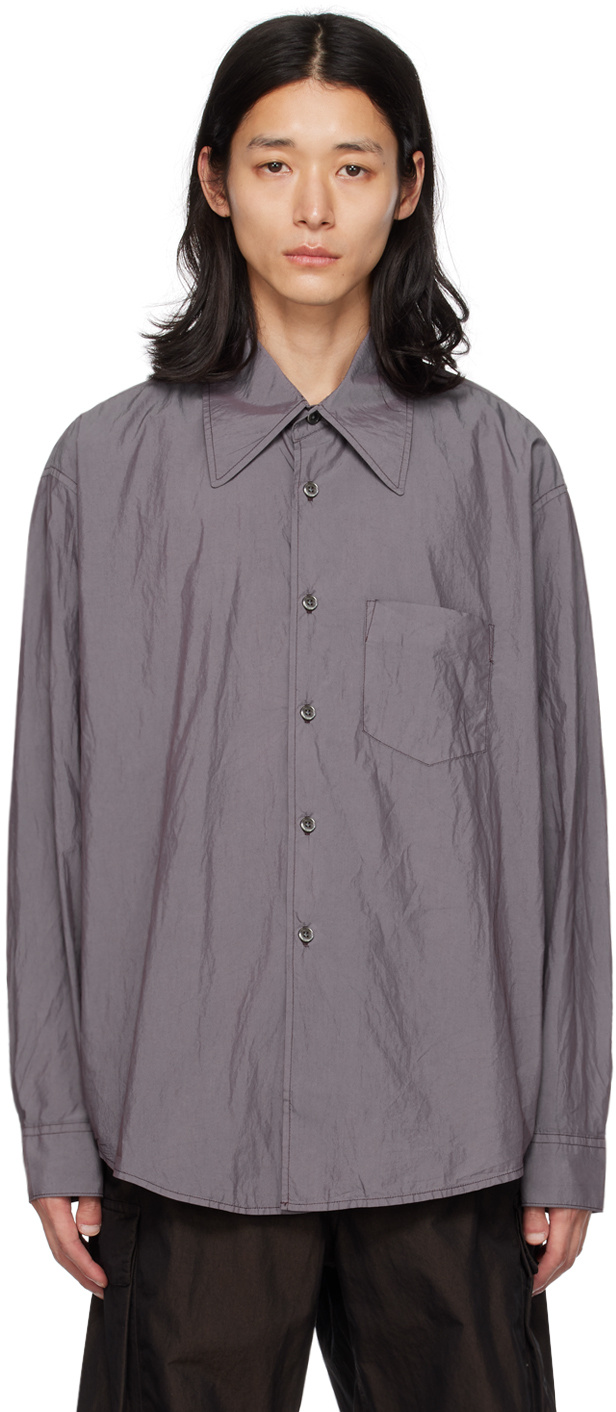 Our Legacy Purple Borrowed Shirt In Gray