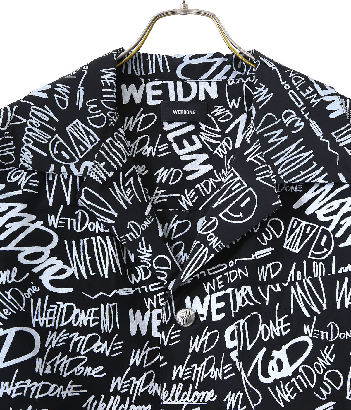 We11 Done All-over Logo Print Short-sleeved Shirt In Black