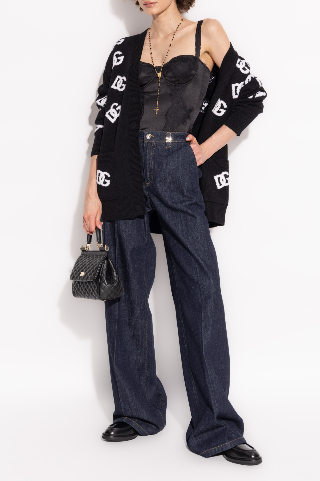 Dolce & Gabbana High-waisted Flared Jeans In Black