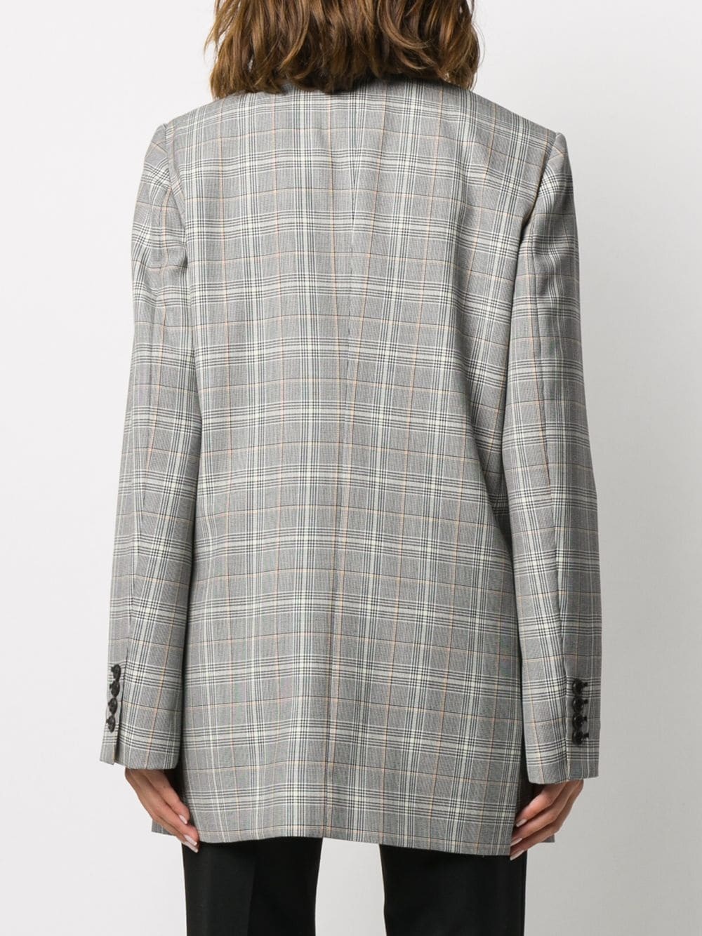 Shop Givenchy Check-pattern Double-breasted Blazer In Gray