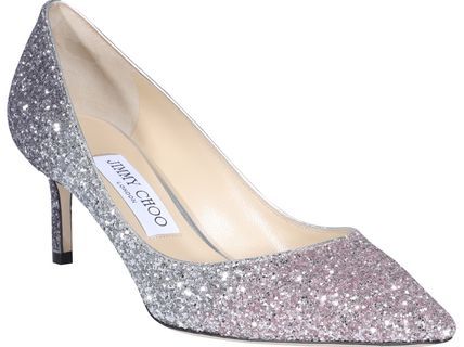 Jimmy Choo Romy Medium High Heels With Spring Onions In Gray