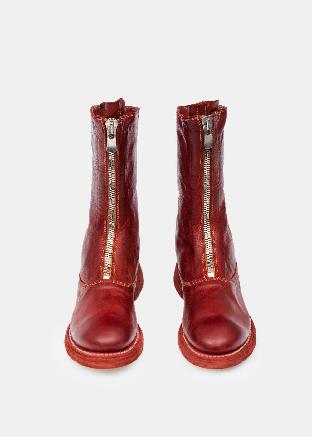 Guidi Red 310wz Front Zip Army Boots In Red