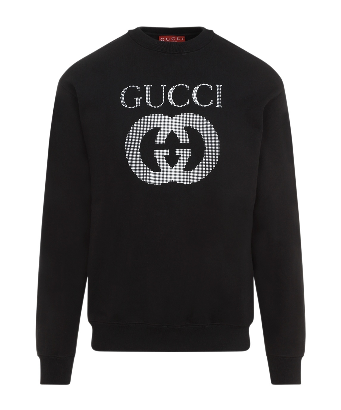 Gucci Black Crewneck Sweatshirt With Maxi Logo Print On The Front In Cotton Man In Black