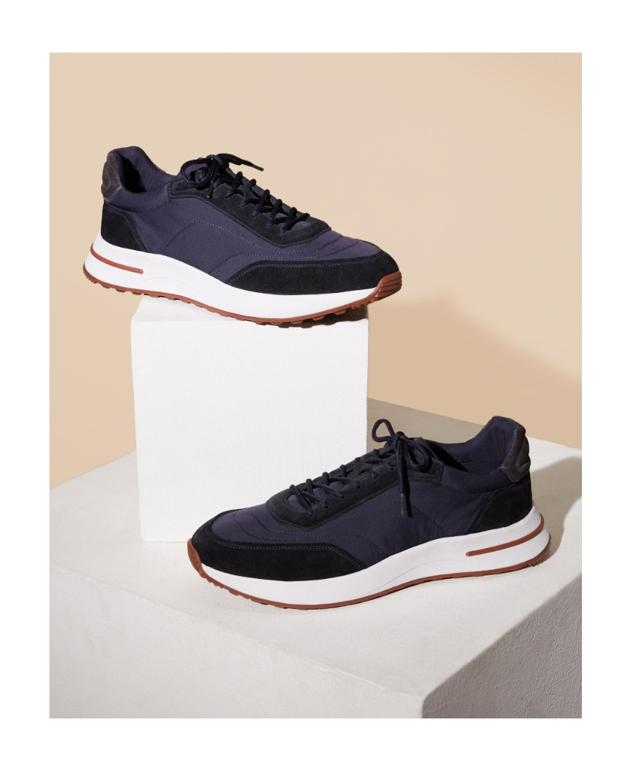 Loro Piana Quilted-panel Low-top Sneakers In Black