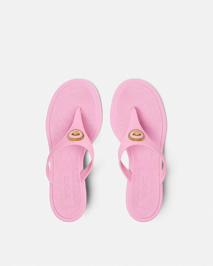 Versace Pink Alia Rubber Thong 55 Heeled Sandals