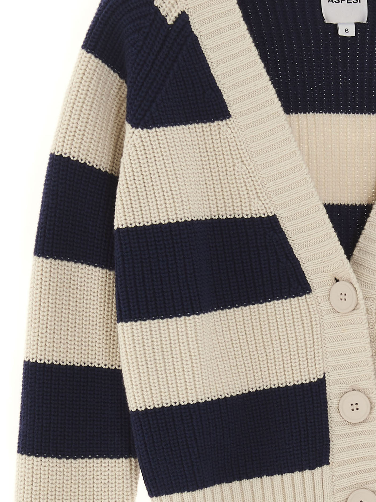 Aspesi Stripe-print V-neck Cardigan In Nude