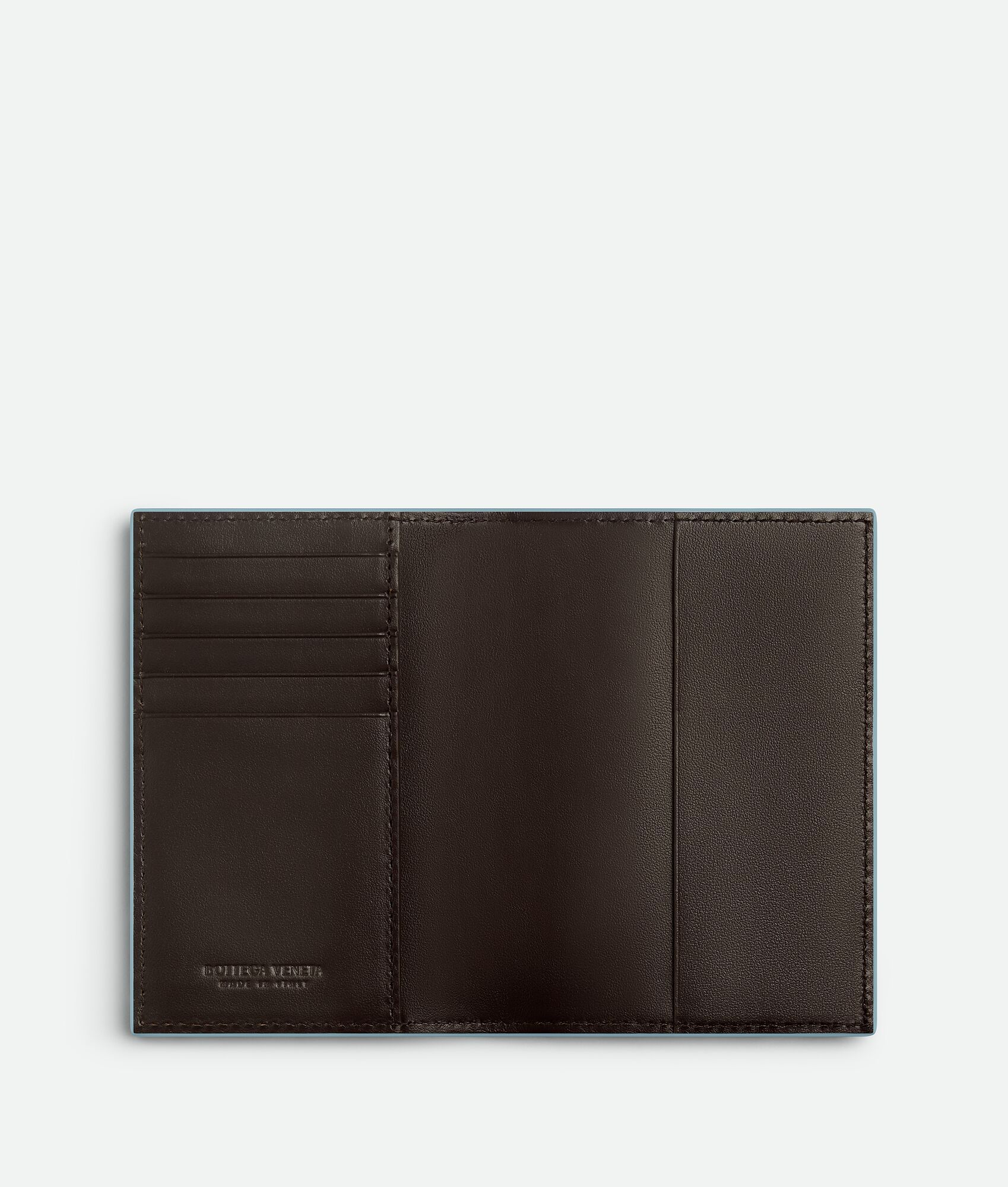 Bottega Veneta Leather Intrecciato Bifold Passport Cover In Brown