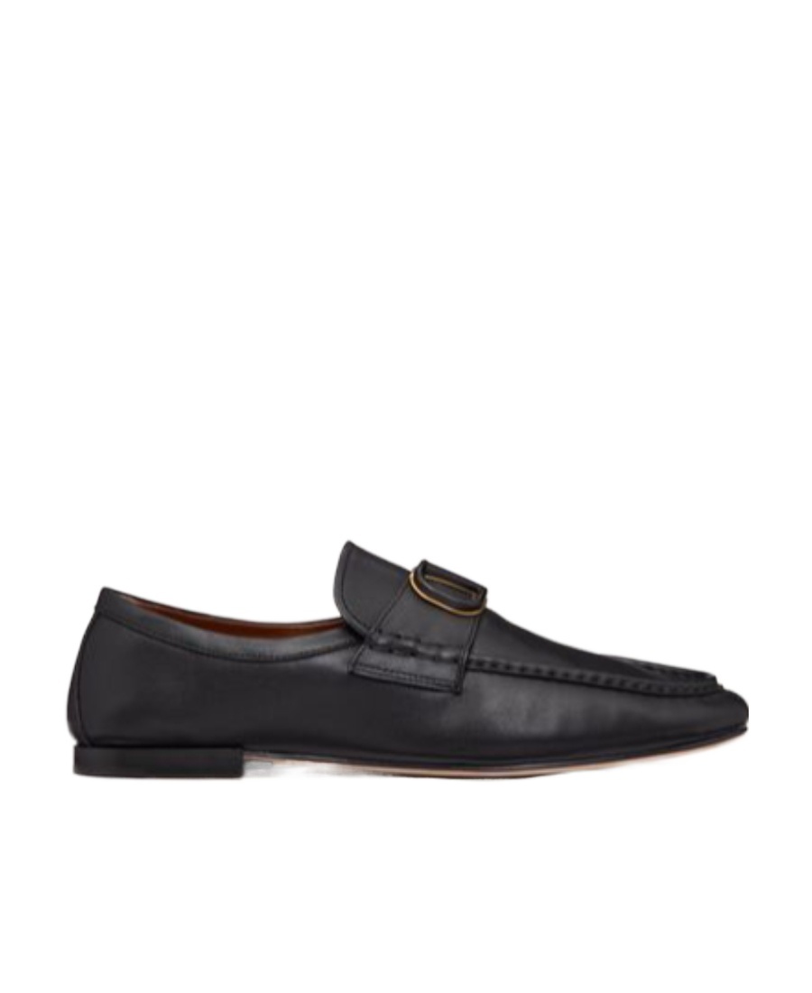 Valentino Garavani Vlogo Signature Leather Loafers In Black
