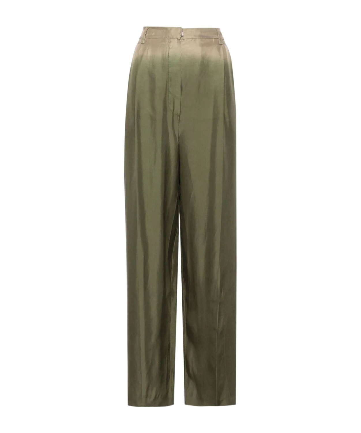 Prada Gradient Pintuck Twill Silk Pants In Military Green