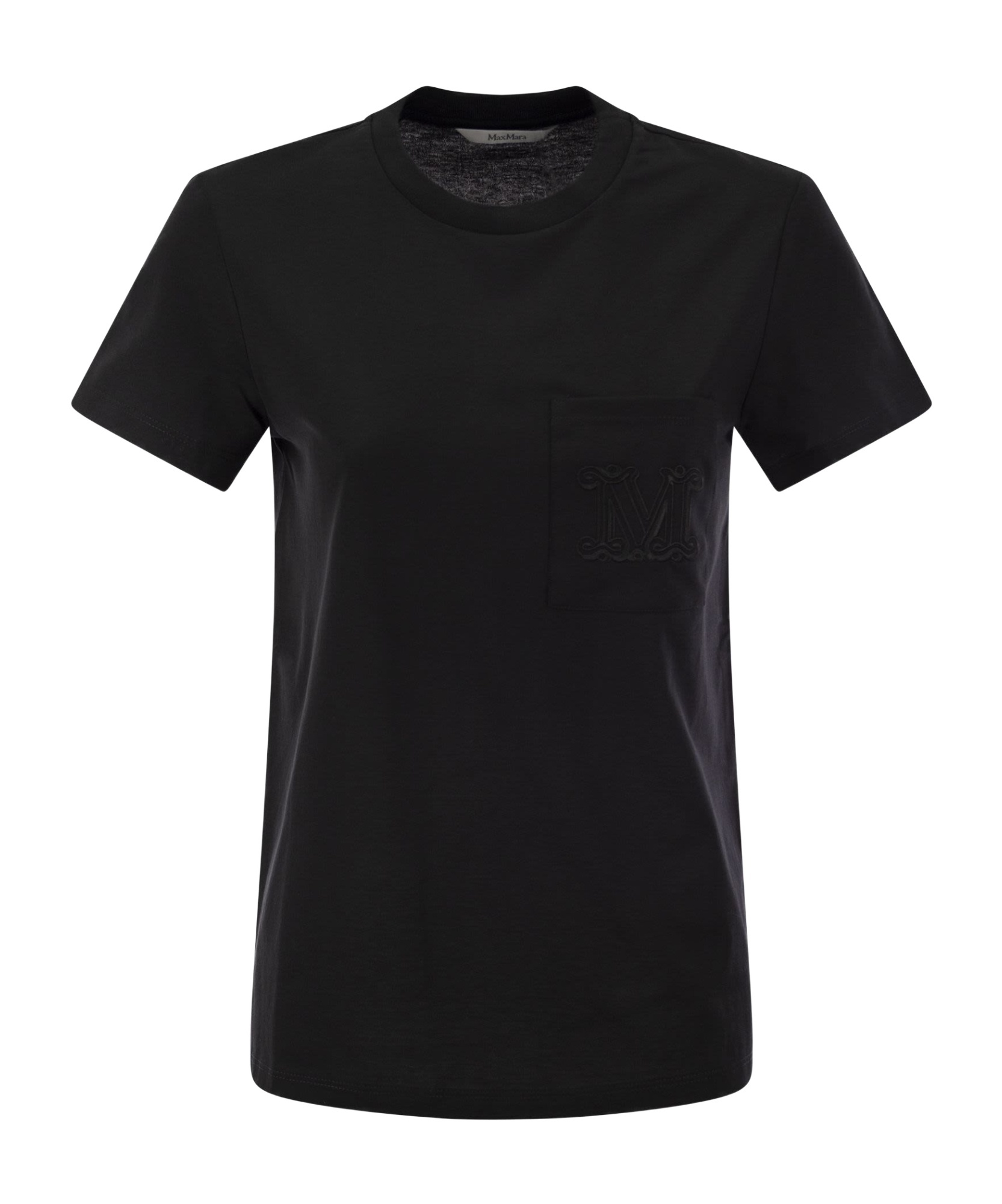 Max Mara Papaia Logo Cotton T-shirt In Black