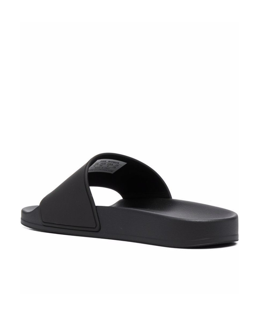 Balenciaga Logo-print Slides In Black