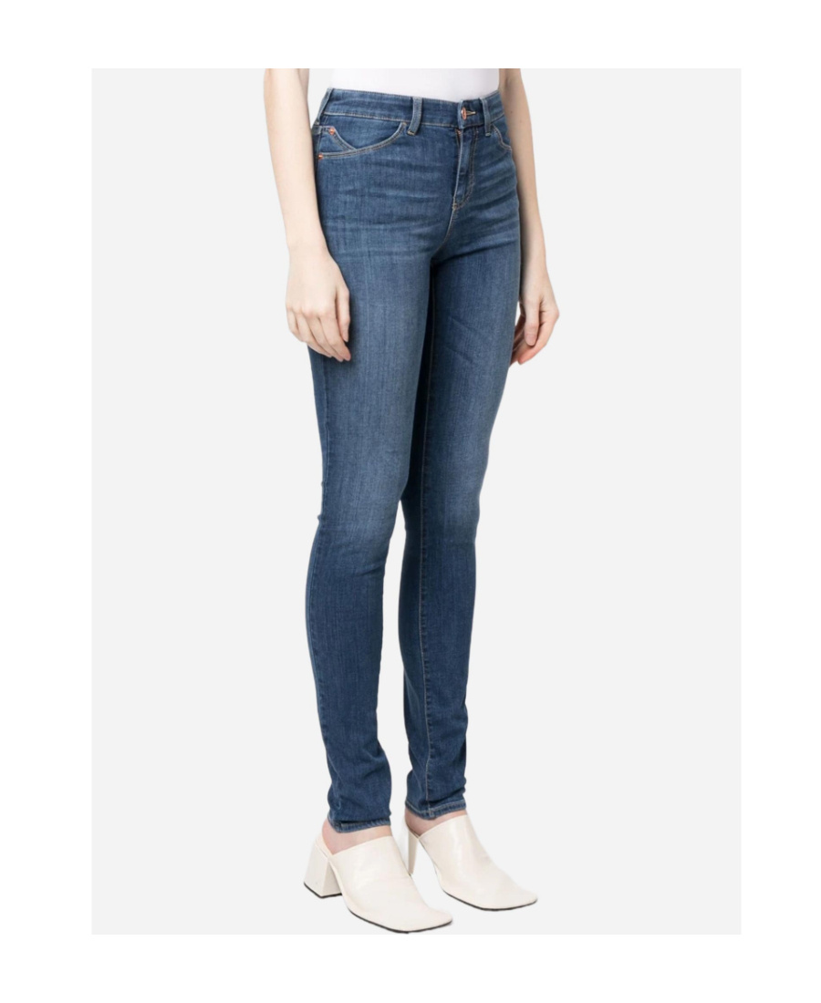 Emporio Armani Embroidered-logo Skinny Jeans In Blue