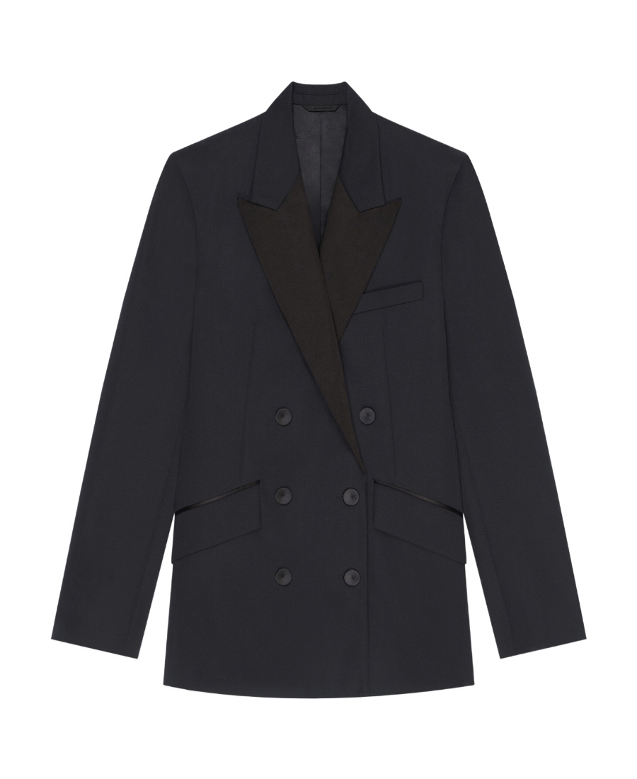 Givenchy Satin-lapels Double-breasted Blazer In Black